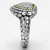 Reverse Two-Tone Brass Ring with AAA Grade CZ  in Clear