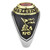 Two-Tone IP Gold (Ion Plating) Stainless Steel Ring with Synthetic Synthetic Glass in Red