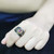 Two-Tone IP Gold (Ion Plating) Stainless Steel Ring with Synthetic Synthetic Glass in Red