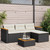 3 Piece Patio Sofa Set with Cushions Black Poly Rattan