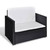 2 Piece Patio Lounge Set with Cushions Poly Rattan Black