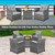 3 Pieces Outdoor Wicker Conversation Set with Tempered Glass Tabletop-Gray - Color: Gray