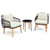 3 Pieces Patio Furniture Set with Cushioned Chairs and Tempered Glass Side Table-Black - Color: Black