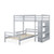 Twin Over Twin Loft Bunk Bed with Bookcase-Dark Brown