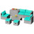 8 Pieces Patio Rattan Furniture Set with Storage Waterproof Cover and Cushion-Turquoise - Color: Tu