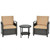 3 Pieces Patio Rattan Furniture Set Cushioned Sofa Storage Table with Shelf Garden