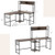 L-shaped Desk with Power Outlet Hutch-Black
