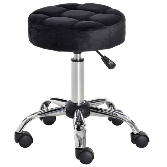 Black Button Tufted Adjustable Rolling Massage Swivel Salon Stool Q280-HAOM5033