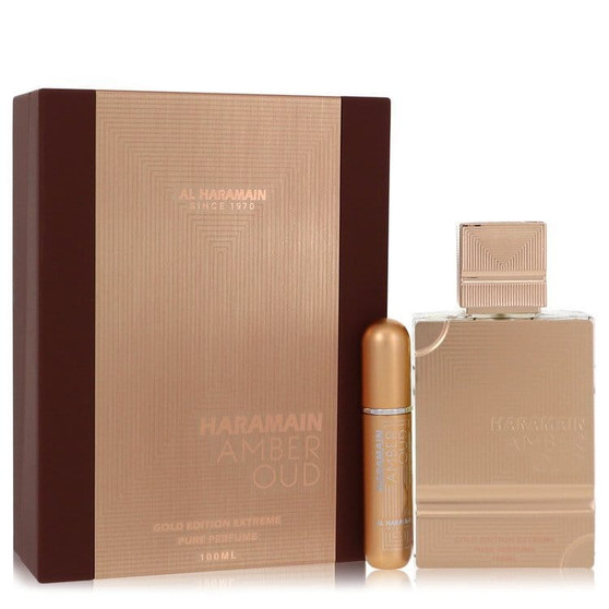 Al Haramain Amber Oud Gold Edition Extreme by Al Haramain Gift Set 3.4 oz 3.4 Pure Perfume Spray +  V728-562151