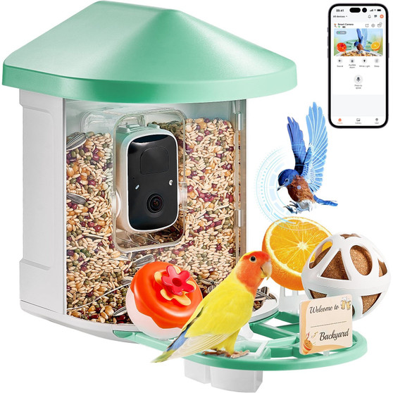 Smart Bird Feeder with Camera, 2K HD AI Identify 10,000+ Bird Species, Solar-Powered Bird Watching  E415-DSXTDWNQWZ1KP23M5Y3