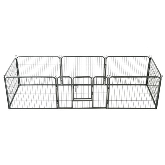  Dog Playpen Black Powder-Coated Steel A949-170572