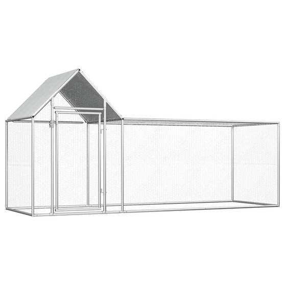  Chicken Coop Silver Galvanized Steel 9.8ft x 3.3ft x 4.9ft A949-144554