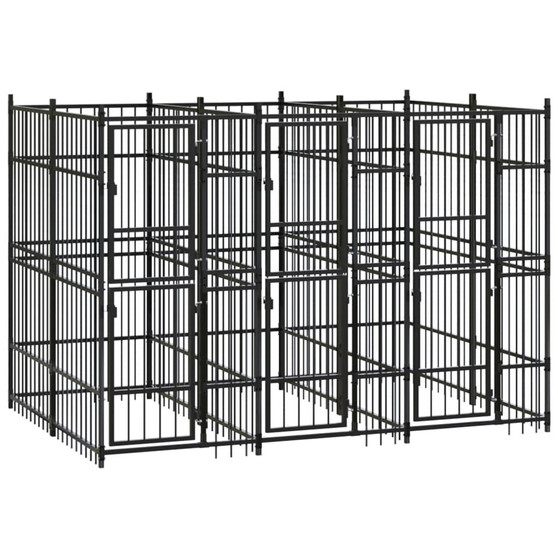  Dog Kennel Black Powder-coated Steel Durable Dog Kennel A949-3097938