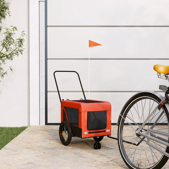  Pet Bike Trailer Orange and Black Made from Oxford Fabric, Iron, PVC A949-93928