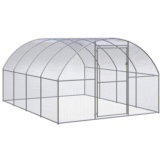  Chicken Coop Silver Galvanized Steel Large Durable Chicken Coop A949-3095464