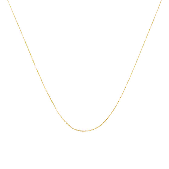 Solid 10K Yellow Gold 0.5mm Slim and Dainty Unisex 18" Rope Chain Necklace N162-017054C5RC