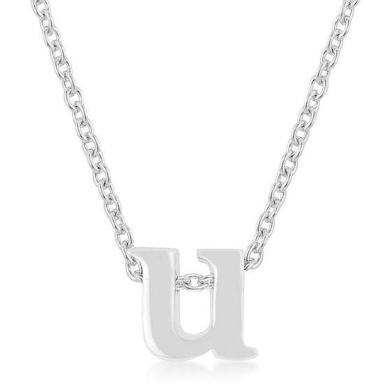 Rhodium Plated Finish Initial U Pendant R599-P11409R-V00-U