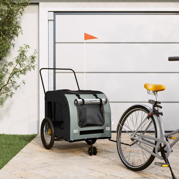  Pet Bike Trailer Black and Gray Oxford Fabric and Iron A949-93860