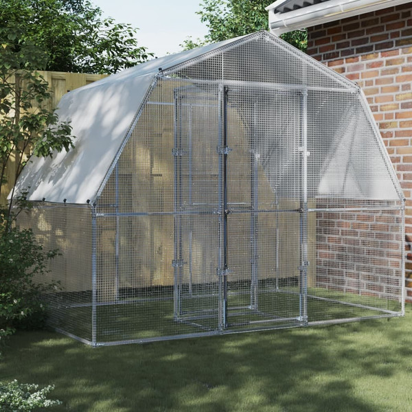  Chicken Cage with Roof and Door Silver Galvanized Steel A949-3294910