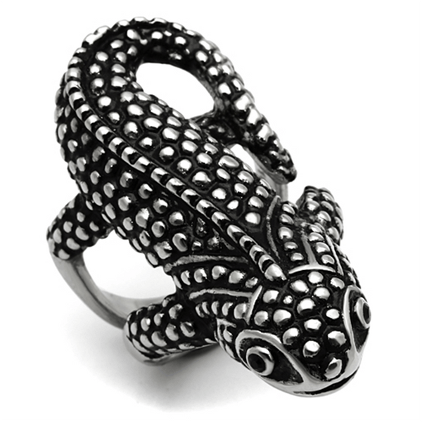 High polished (no plating) Stainless Steel Ring with Top Grade Crystal  in Jet