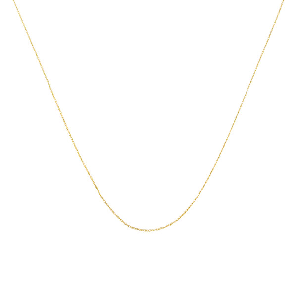 Solid 10K Yellow Gold 0.5mm Slim and Dainty Unisex 18" Rope Chain Necklace