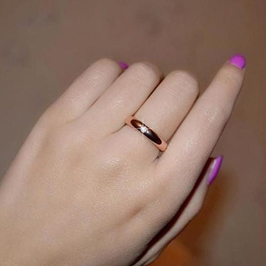 Size: Rose Gold,Ring Size: 6 - Ella Eternity Band With 4 Crystals Classic Stackable Ring