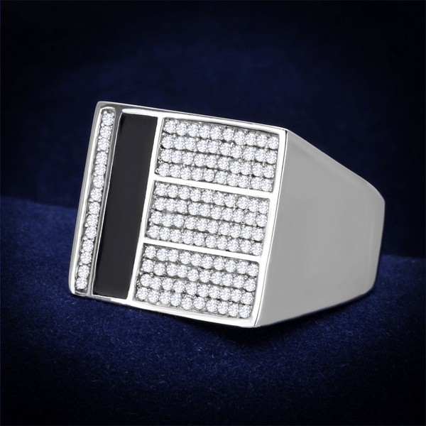 Rhodium 925 Sterling Silver Ring with AAA Grade CZ  in Clear