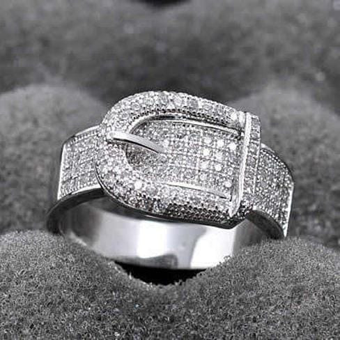 Size: 7 - Illusion - Belt Style Ring Crafted In Hand Set CZ Stones On Sterling Silver