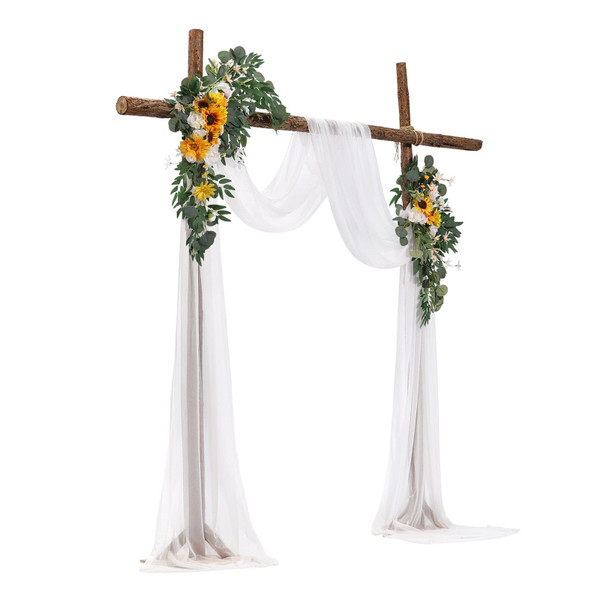 Artificial Wedding Arch Flowers Kit, Yellow Wedding Arch Flowers with Drapes Kit (Pack of 3) - 2 Pc