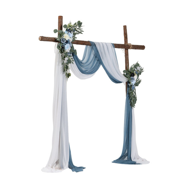 Artificial Wedding Arch Flowers Kit, Blue Wedding Arch Flowers with Drapes Kit (Pack of 4) - 2 Pcs 