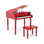 30-Key Wood Toy Kids Grand Piano with Bench and Music Rack-Red - Color: Red D681-MU10035RE
