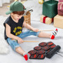 Electronic Drum Set with 2 Build-in Stereo Speakers for Kids-Red - Color: Red D681-MU10093US-RE