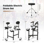Electric Drum Set Foldable Drum Kit with 10 Demos and USB MIDI and 2 Drumsticks - Color: Black D681-MU10122