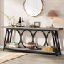 Industrial 70-inch Grey Wood Top Sofa Table with Heavy Duty Black Metal Frame Q280-GRCTSM15982746
