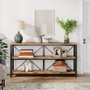 Industrial 55-inch Wood Shelf Console Sofa Table with Sturdy Black Metal Frame Q280-RSCTND1295847