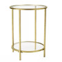 Round Accent Side Table Gold Metal Glass Top Bottom Shelf End Table Q280-RBGMAT125839247