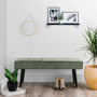 Mid-Century Green Corduroy Upholstered End of Bed Bench with Black Metal Legs Q280-CUBG939142584