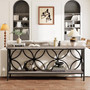 Modern 70-inch Long Narrow Foyer Entryway Table with Grey Wood Top and Shelf Q280-GRCSTBL169574762