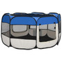 Dog Playpen Blue Polyester Medium Collapsible Dog Playpen A949-171015