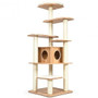 7-Layer Wooden Cat Tree Tall Cat Tower with Sisal Posts and Condo-Natural - Color: Natural D681-PS7431