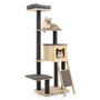 5-Tier Modern Wood Cat Tower with Washable Cushions-Gray - Color: Gray D681-PS7477GR