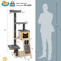 5-Tier Modern Wood Cat Tower with Washable Cushions-Gray - Color: Gray D681-PS7477GR