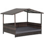 Outdoor Wicker Dog House with Weatherproof Roof-Gray - Color: Gray D681-HW70602GR