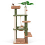 Multilevel Cat Tree with Scratching Posts and Rope Plush Perch Toy Bed-Green - Color: Green D681-PV10195GN