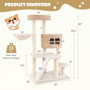 Modern Cat Tree for Indoor Cats with Cattail Fluff Condo and Top Perch-Natural B593-PV10204