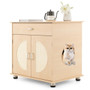 Cat Litter Box Enclosure with Sisal Scratching Doors and Storage-Natural B593-PV10148