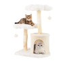 Cute Solid Wood Cat Tree Natural Branch Modern Flower Cat Tower with Sisal Scratching Posts-Beige - D681-PV10270BE