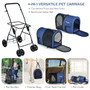 4-in-1 Double Pet Stroller with Detachable Carrier and Travel Carriage-Blue - Color: Blue D681-PW10010NY