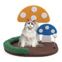 Mushroom Cat Bed Cat Claw Scratcher with Wide Bed and Sisal Scratch Panel-Multicolor B593-PV10235