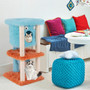 Cute Monster-Themed Cat Tower with Private Condo and Soft Long Plush-Blue - Color: Blue - Size: 3-T D681-PV10188BL